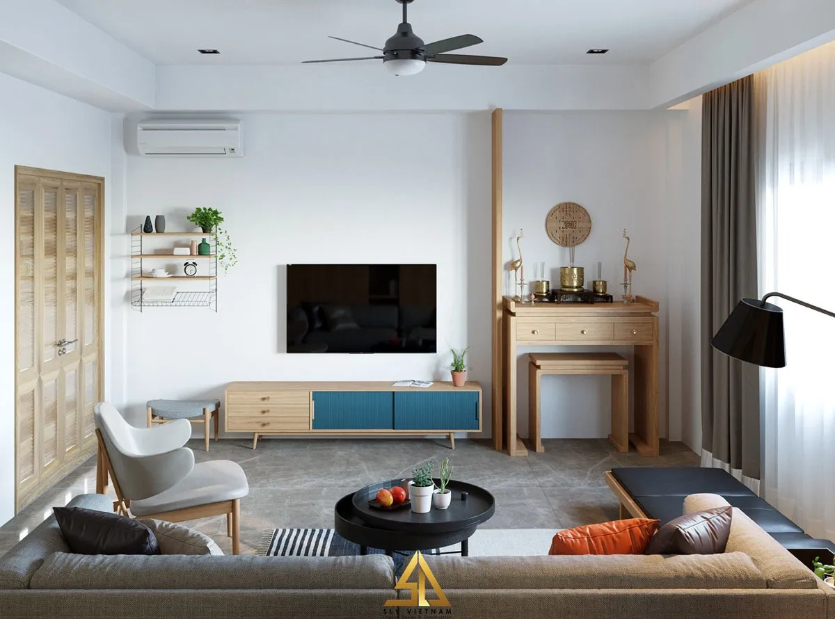 Mẫu 7: Thiết kế chung cư nhỏ có bàn thờ