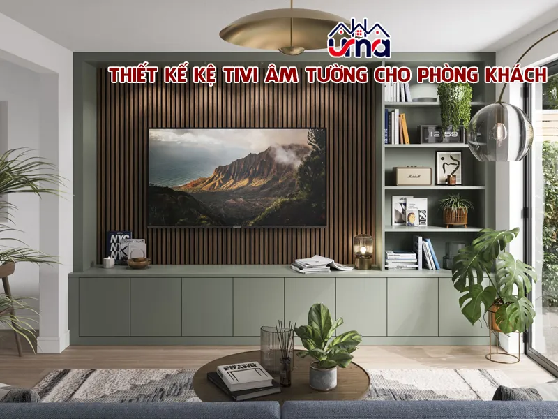 Kệ tivi kết hợp ô trang trí âm tường