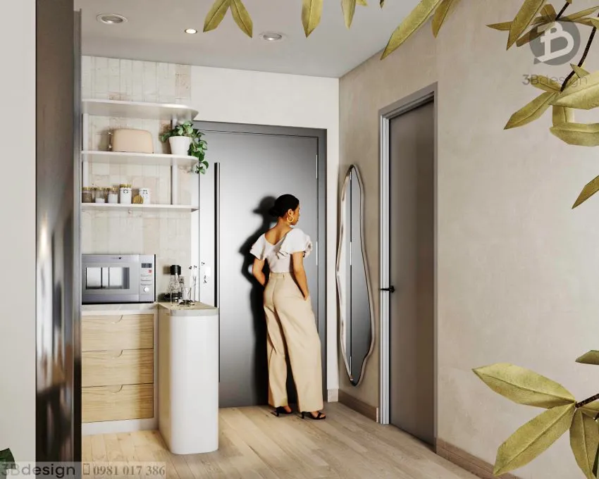 Lối vào căn hộ được thiết kế điều đà