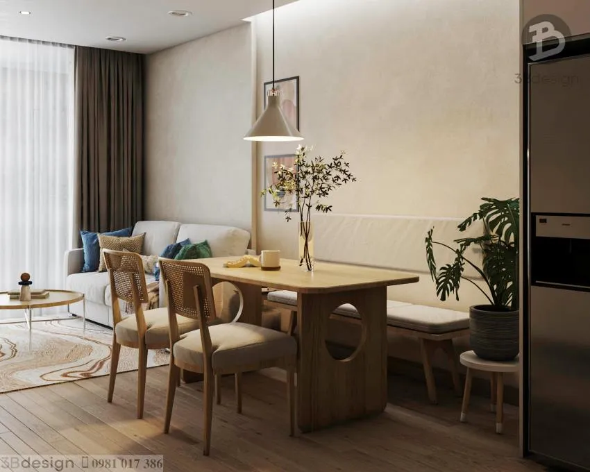 Không giang mở giữa các khu vực chung trong căn hộ