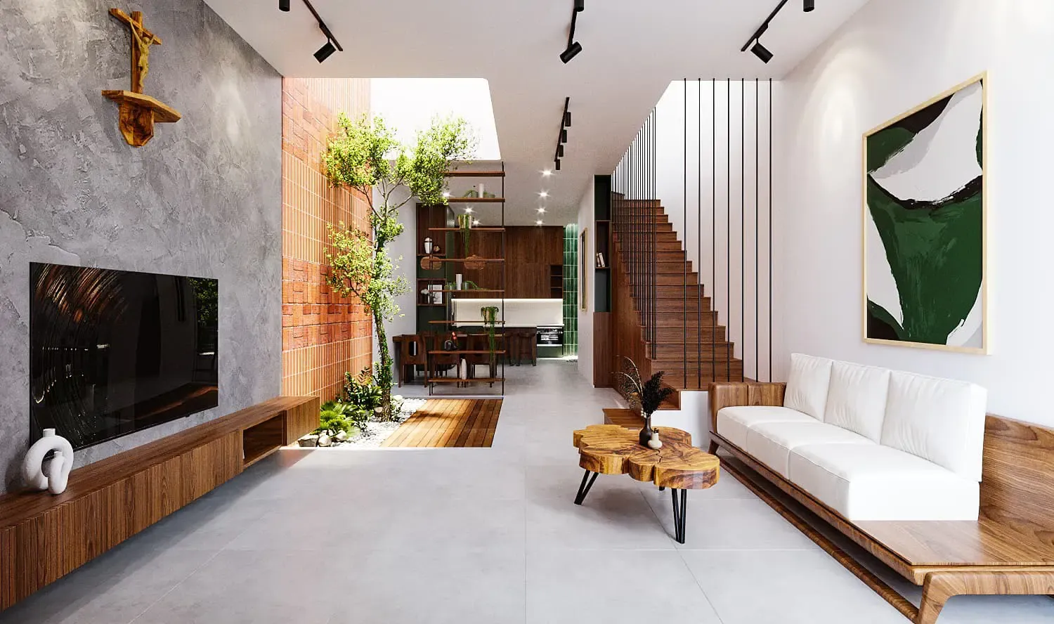 Thiết kế giếng trời sẽ giúp ngôi nhà sáng sủa, thoáng đãng và tránh tình trạng bí bách