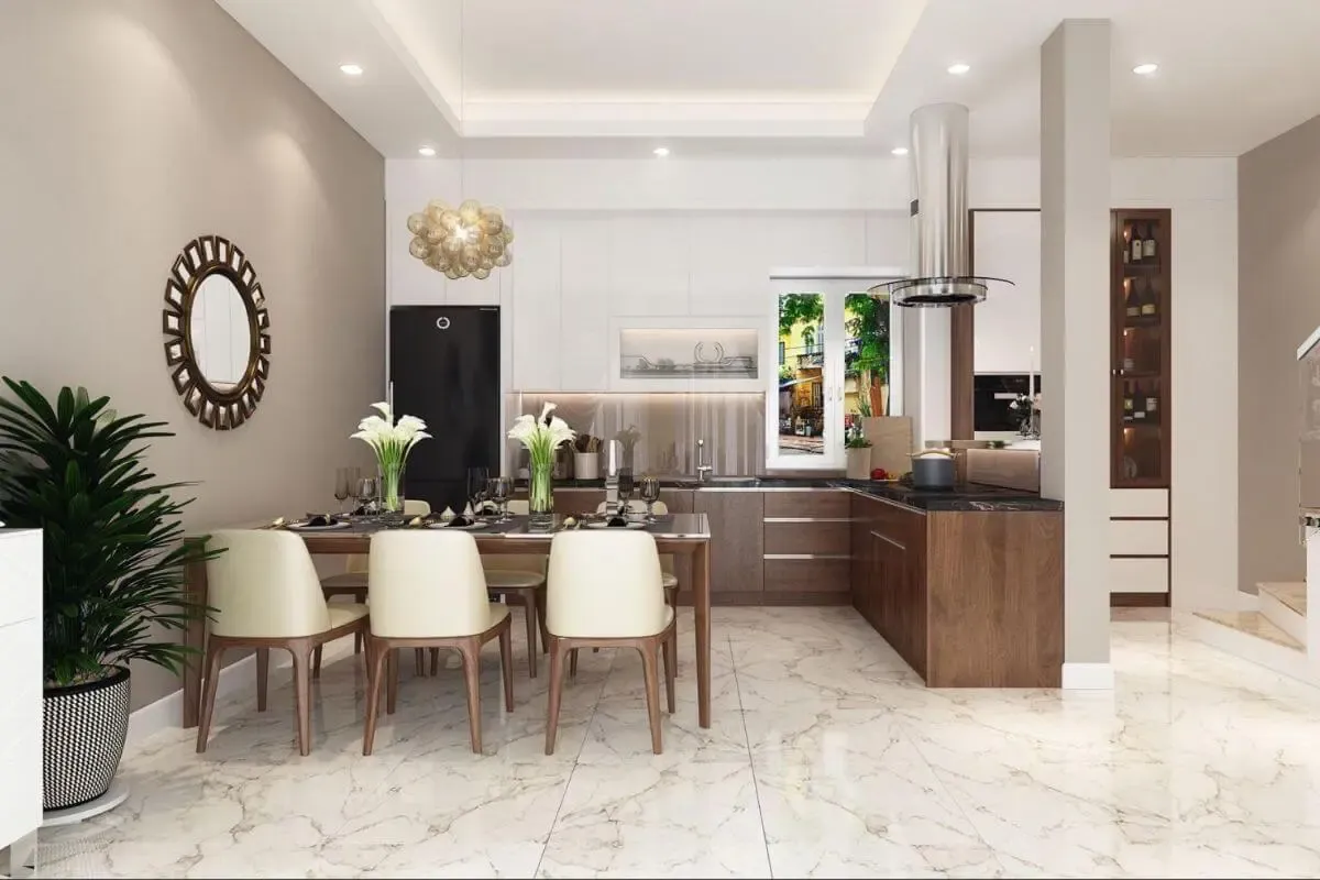 Mẫu thiết kế nội thất phòng bếp đẹp hiện đại cho nhà phố