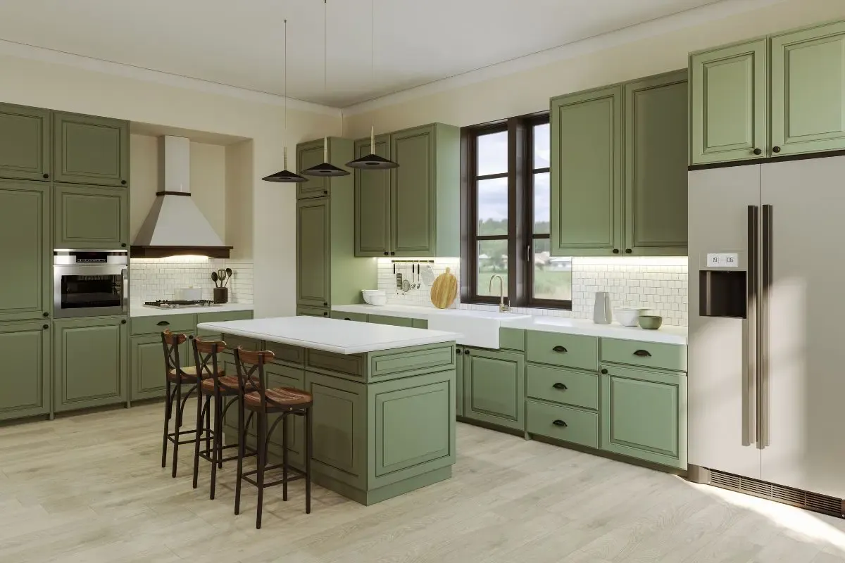 Thiết kế nội thất phòng bếp với bàn đảo