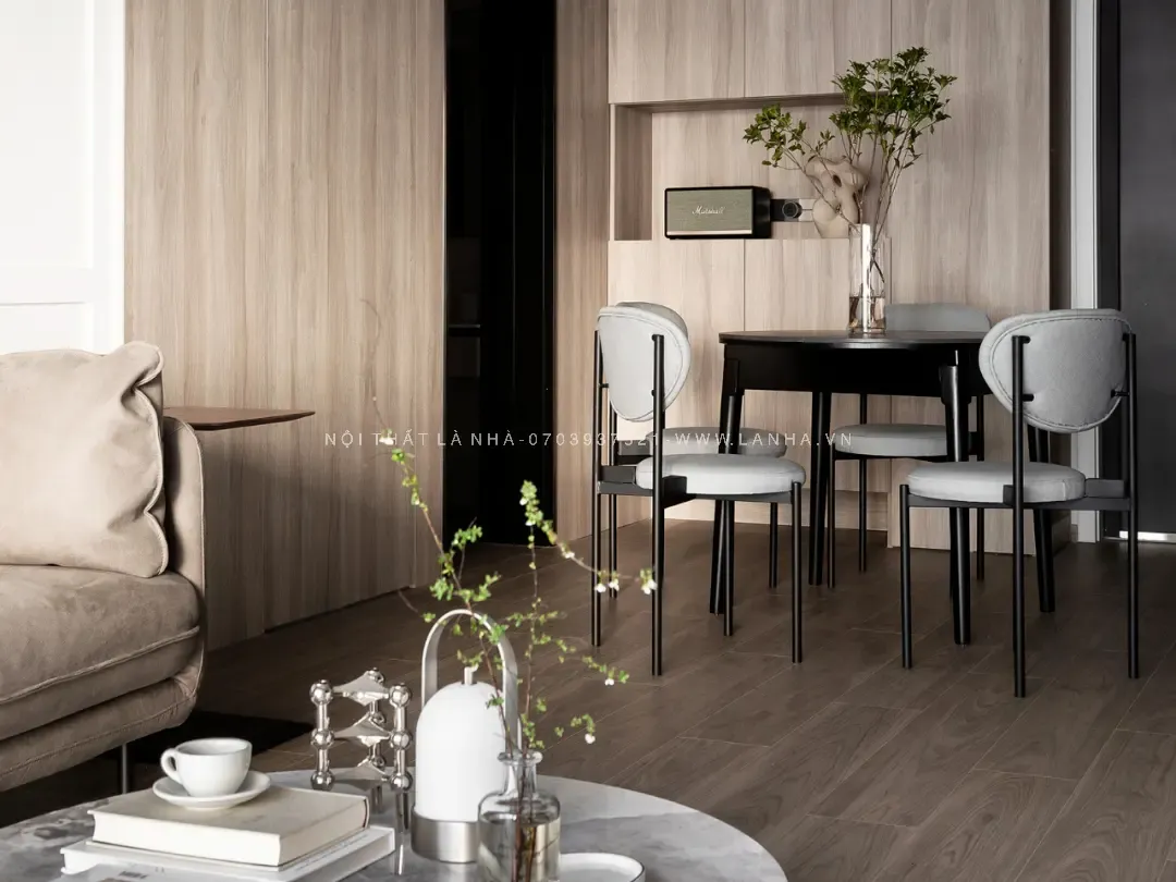 Chất liệu gỗ công nghiệp được sử dụng trong thiết kế nội thất phòng khách