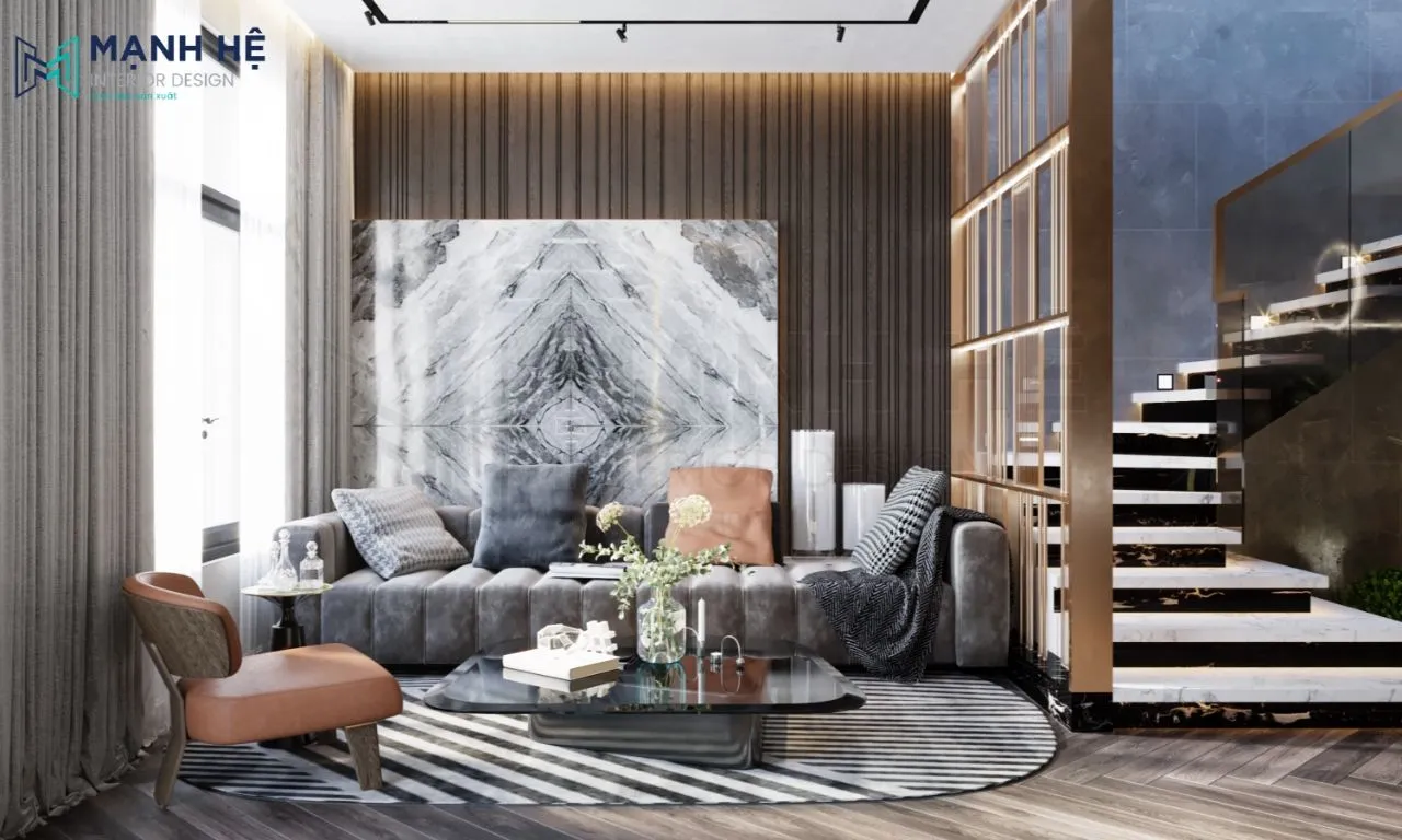 Kiểu dáng ghế đơn thấp độc đáo làm điểm nhấn cho phòng khách