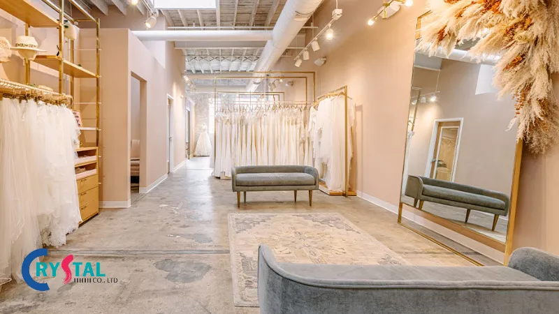 Thiết kế nội thất showroom váy cưới với gam màu pastel