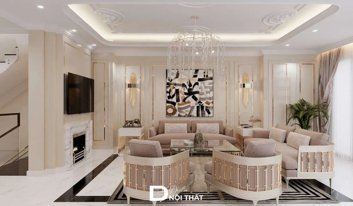 Mẫu thiết kế nội thất màu trắng tạo nên không gian sang trọng và sạch sẽ