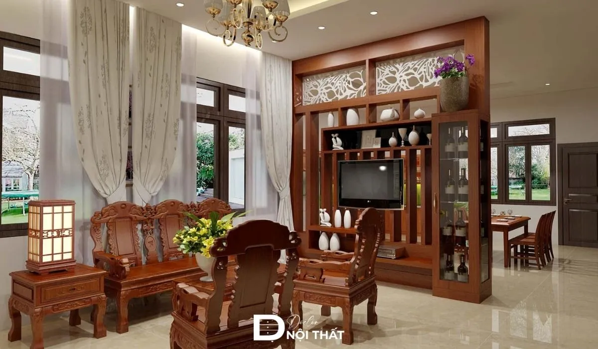 Mẫu trang trí phòng khách nhà cấp 4 nông thôn vừa truyền thống vừa tân hiện đại