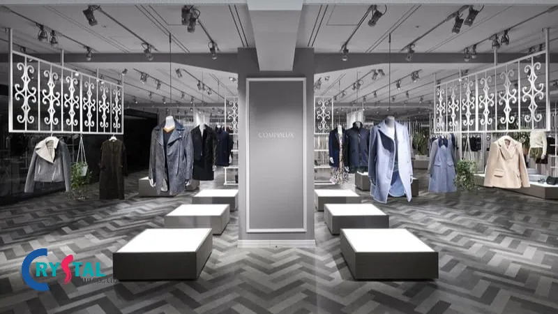 Mẫu thiết kế showroom quần áo sang trọng và đẳng cấp sử dụng tone màu xám chuột