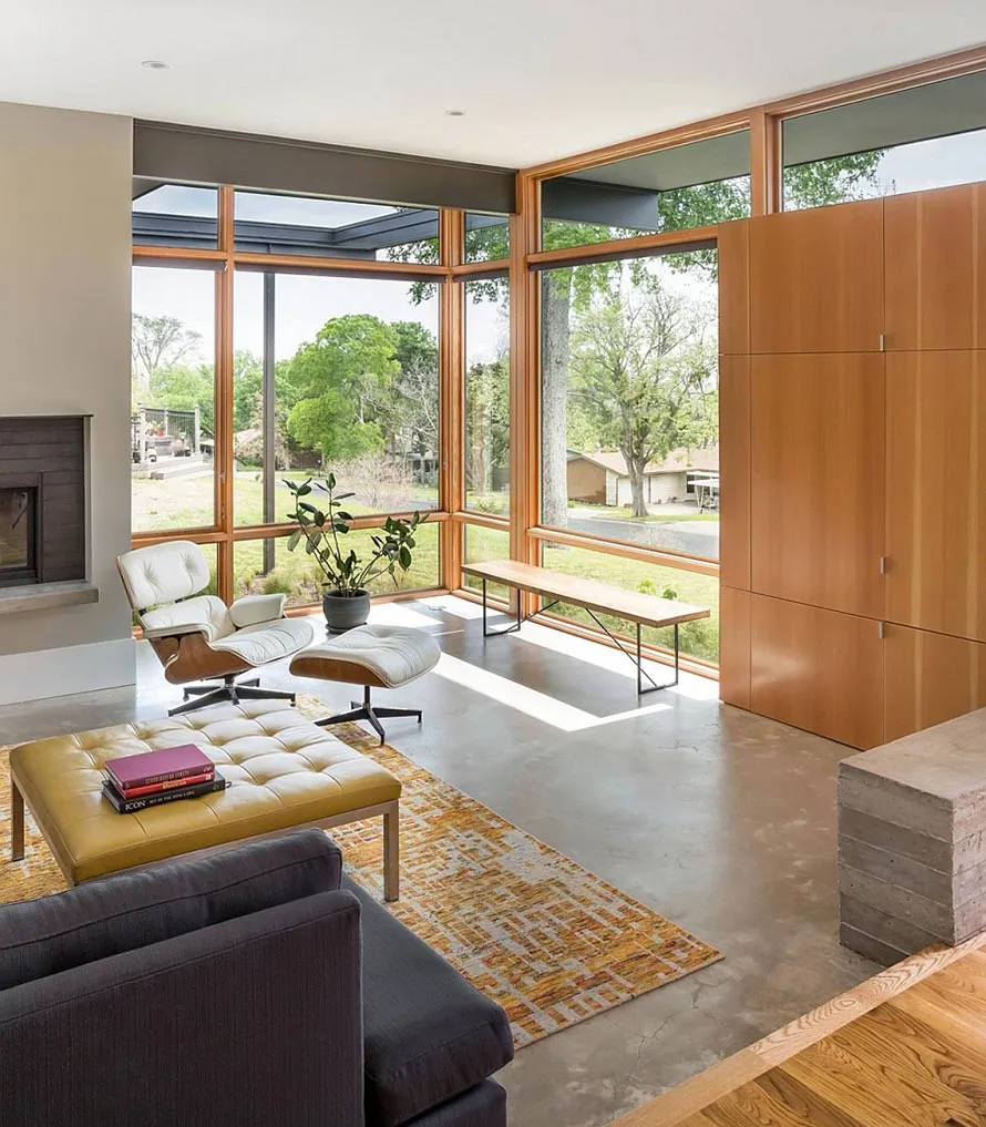 Không gian mid century với đồ nội thất tối giản và đa chức năng