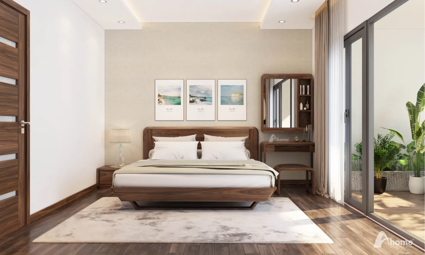 Phòng ngủ Japandi với giường thấp kiểu Nhật