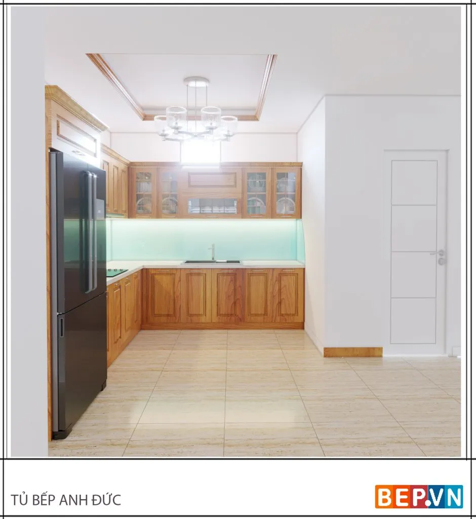 Tủ bếp gỗ tự nhiên bền đẹp, chắc chắn