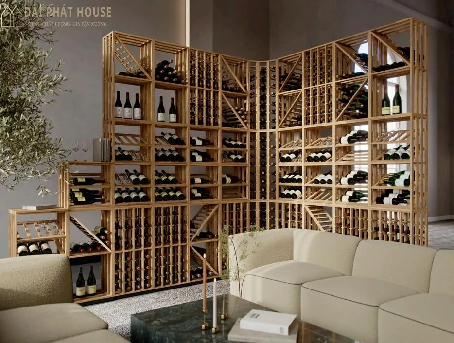 Lưu ý quan trọng khi thiết kế tủ rượu phòng khách hiện đại là yếu tố kỹ thuật bảo quản