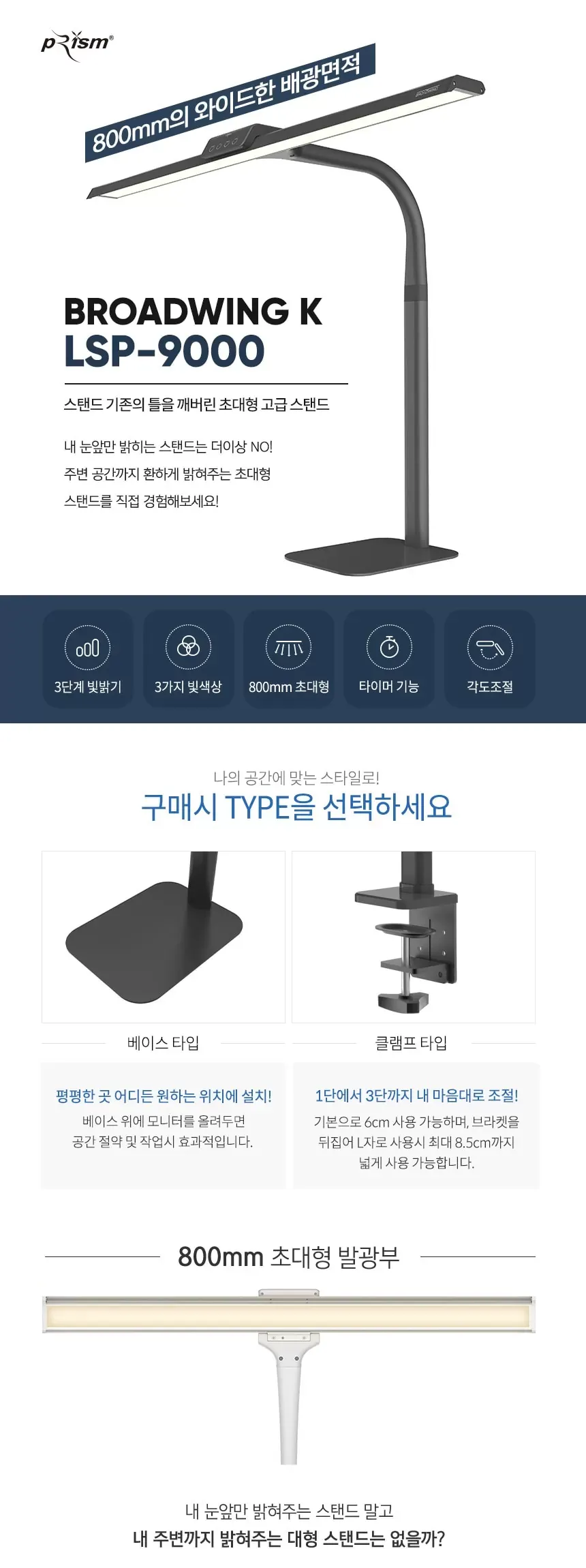 Đèn kẹp bàn làm việc cao cấp Prism Broadwing K LSP-9000 với sải cánh rộng 80cm