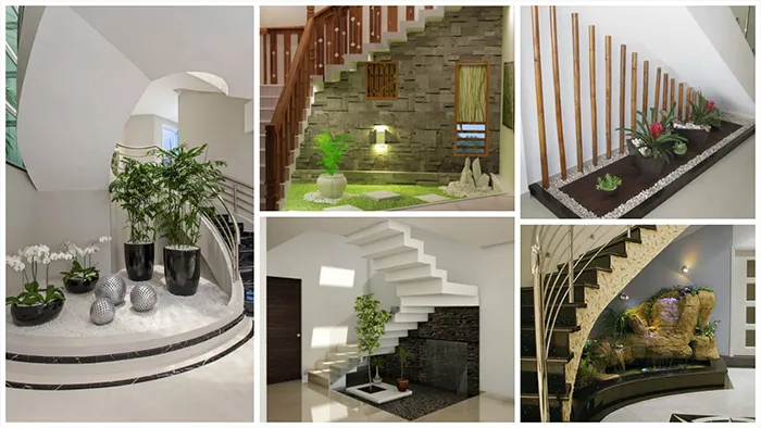 Tiểu cảnh vườn khô dưới gầm cầu thang