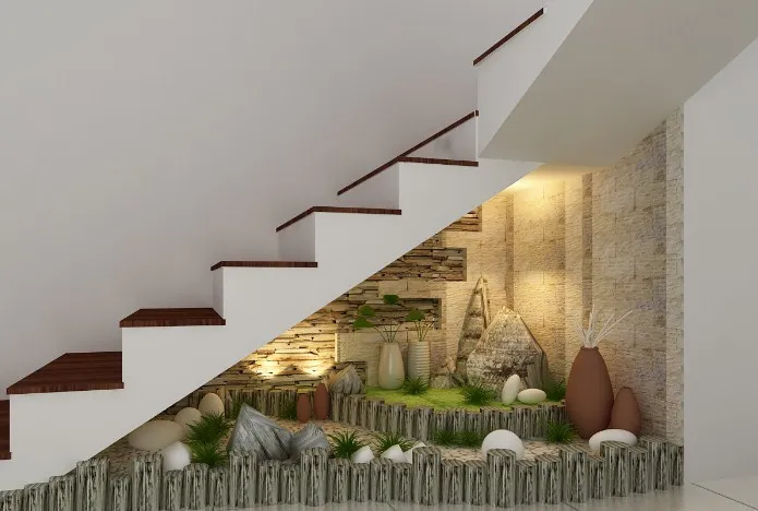 Tiểu cảnh khô gầm cầu thang nhà ống