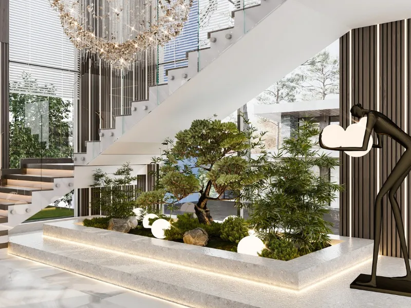 Các phong cách trang trí vườn khô dưới gầm cầu thang thịnh hành hiện nay