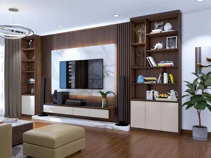 Cách treo tivi phòng khách phong cách hiện đại