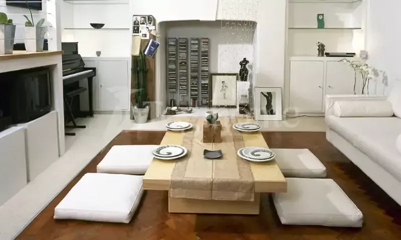 Tính thẩm mỹ cao trong thiết kế tối giản của bàn ăn ngồi bệt kiểu Nhật