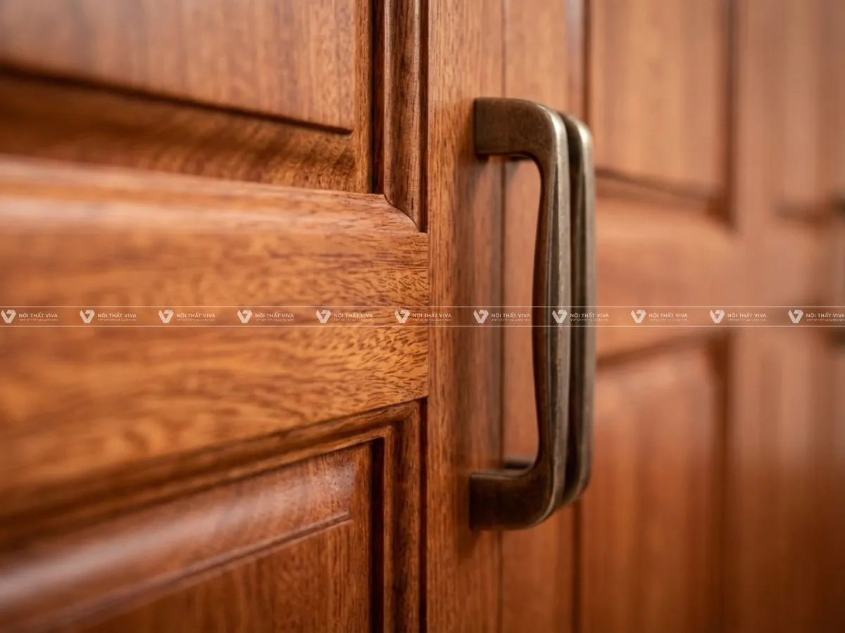 Tủ quần áo gỗ xoan đào 6 cánh màu hồng nhạt