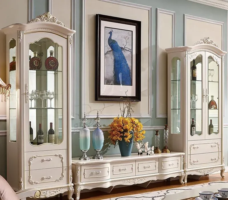 Kệ tivi kết hợp tủ rượu tân cổ điển mang hơi thở hoàng gia
