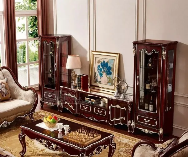 Bộ kệ tivi tân cổ điển cầu kỳ
