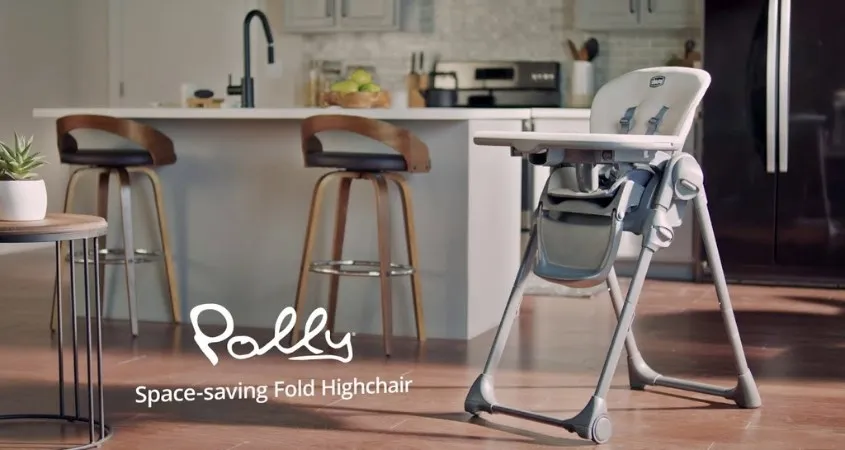 Ghế ăn dặm Chicco Polly tiết kiệm không gian có thể gấp gọn