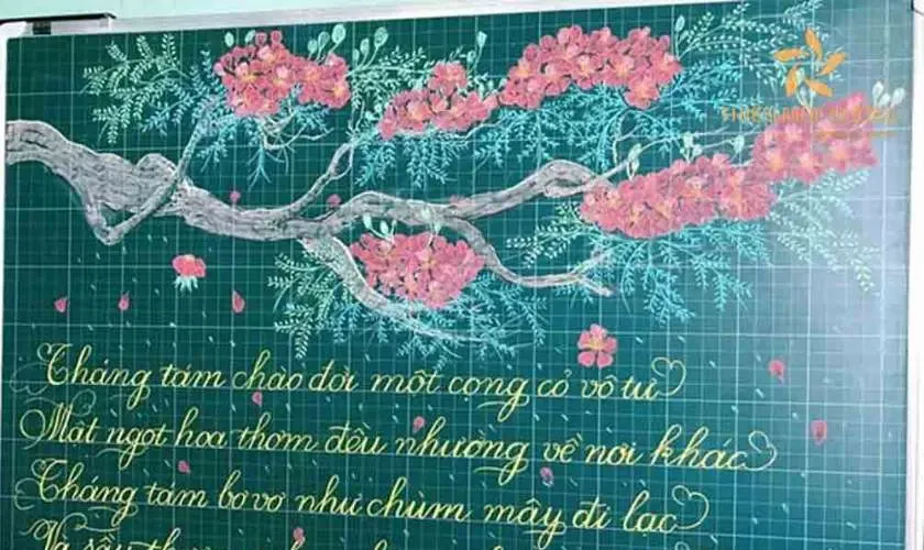 Bó hoa tươi trang trí bảng 20/11