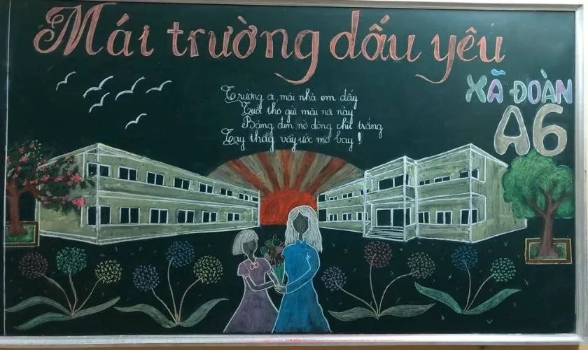 Phấn màu tạo điểm nhấn cho bảng lớp