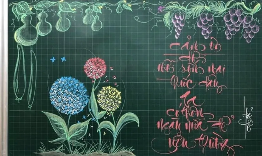 Mẫu phấn vẽ kết hợp hình minh họa