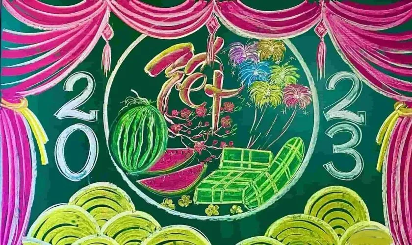 Kiểu trang trí bảng hình bánh chưng, bánh dày