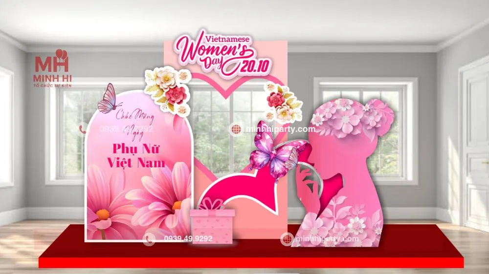 Trang trí backdrop 20/10 với hiệu ứng 3D