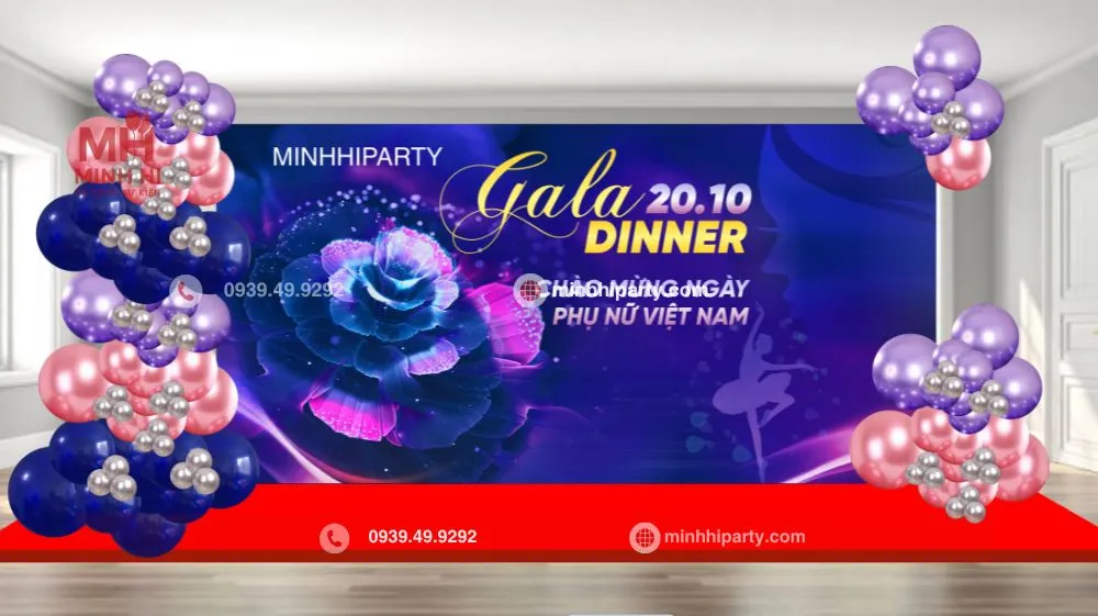 Thiết kế backdrop 20/10 để chụp ảnh nhóm sự kiện