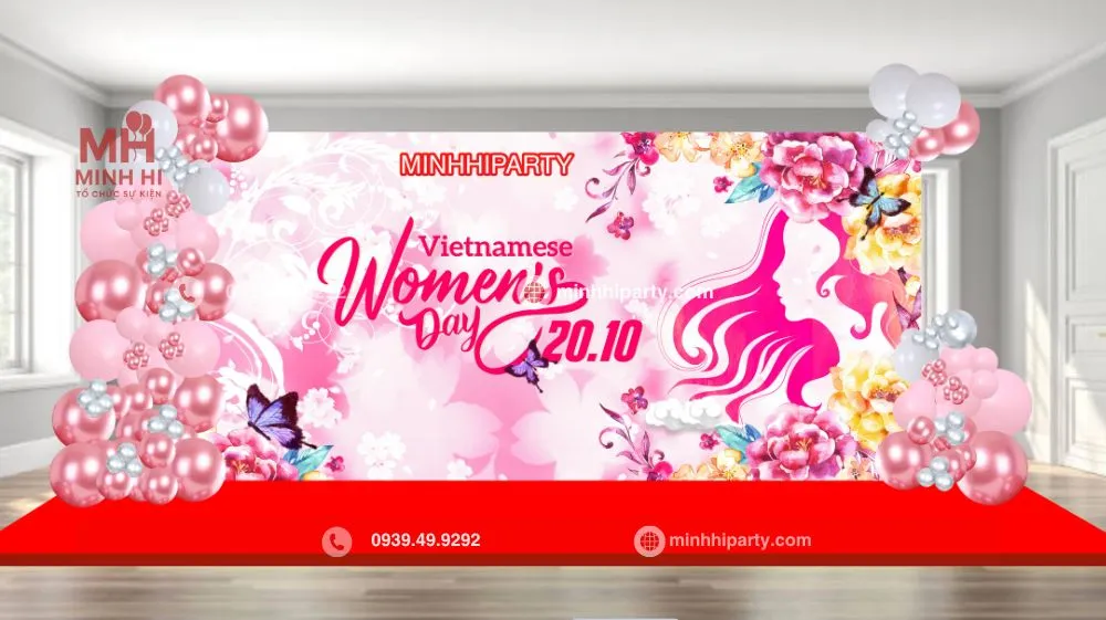 Mẫu trang trí sự kiện 20/10 phong cách sang trọng hiện đại