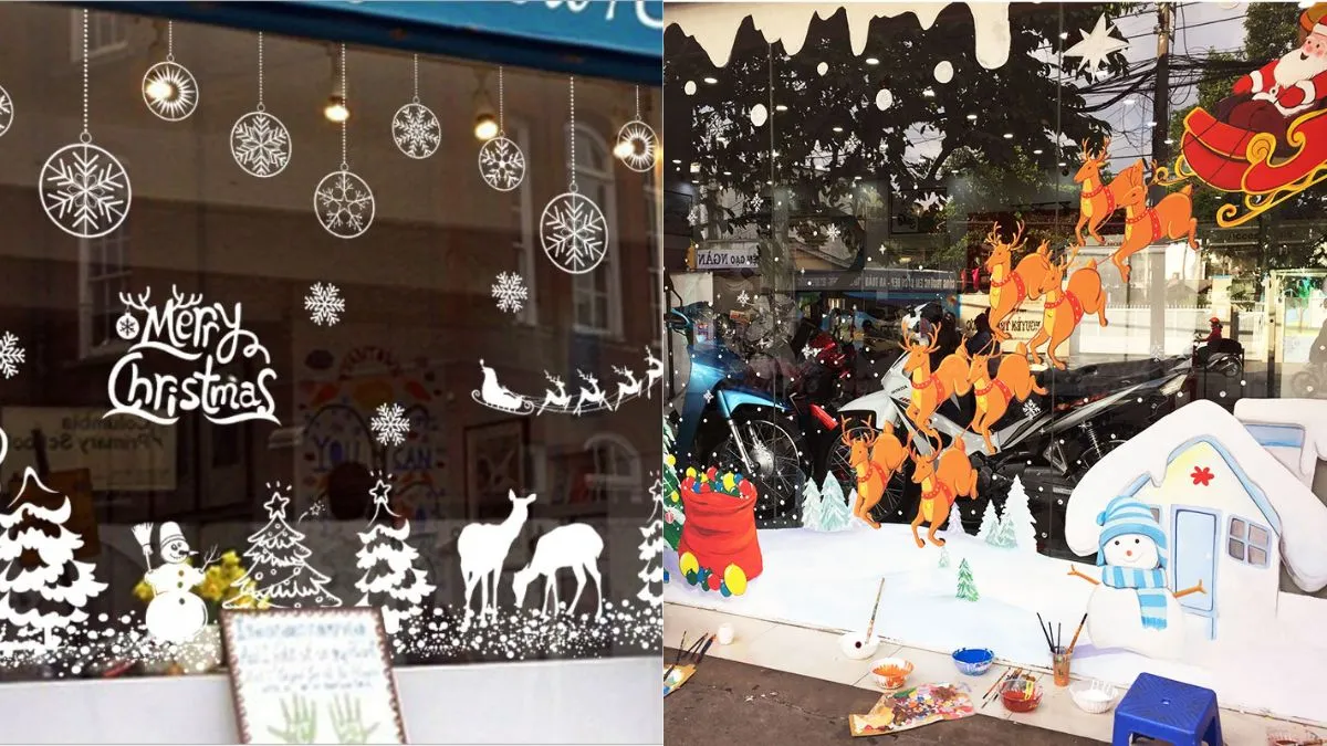 Vẽ trực tiếp những hình ảnh về Noel lên cửa kính