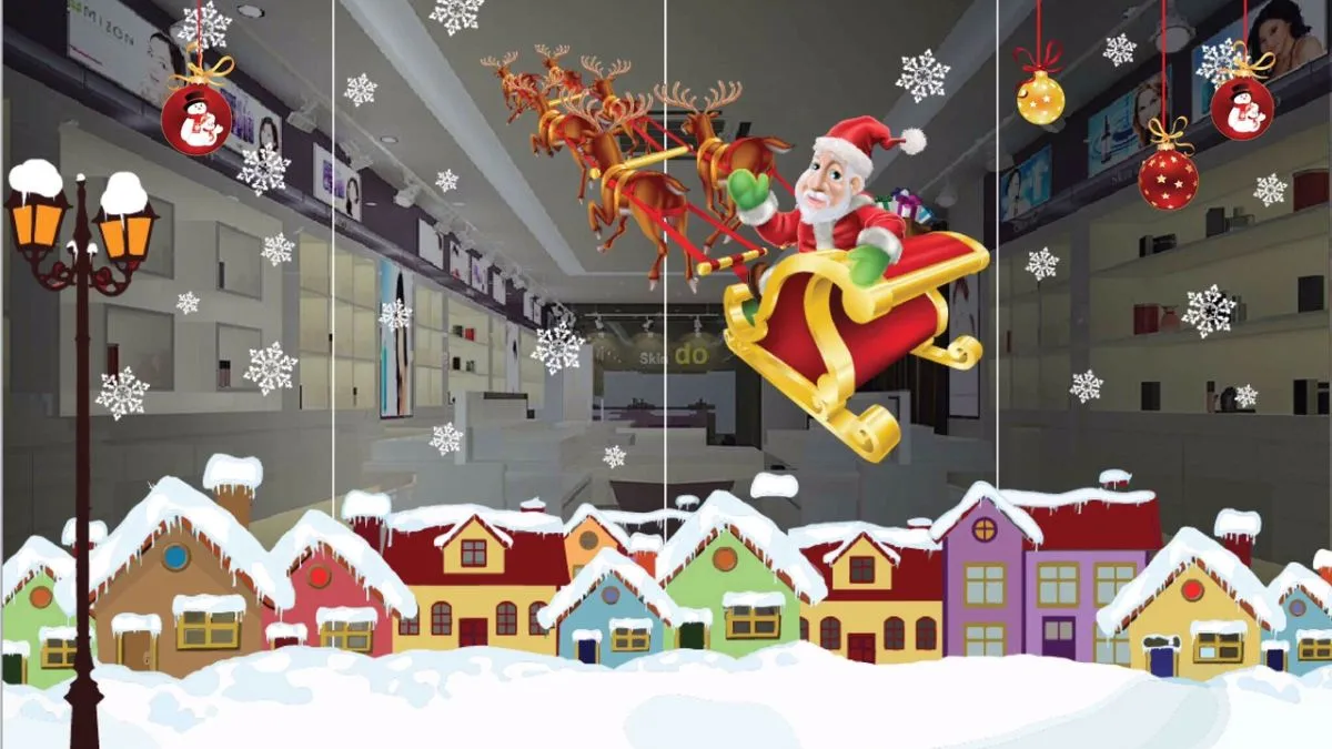 Vẽ hình Giáng sinh trên cửa kính