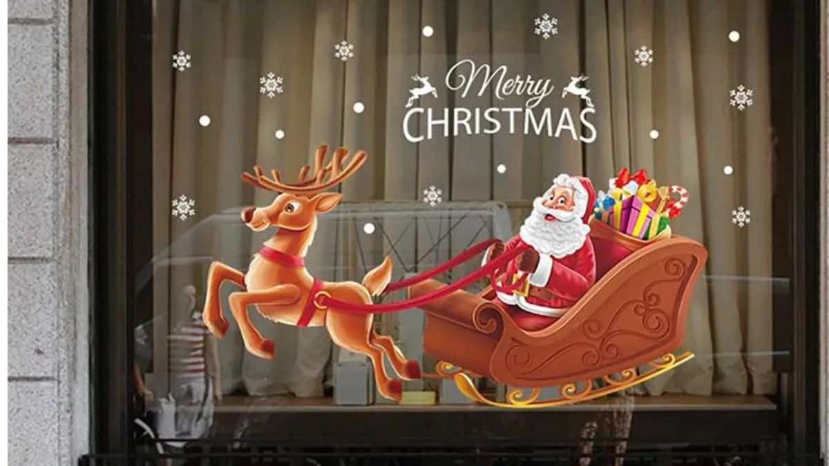 Tuần lộc xốp trang trí cửa kính