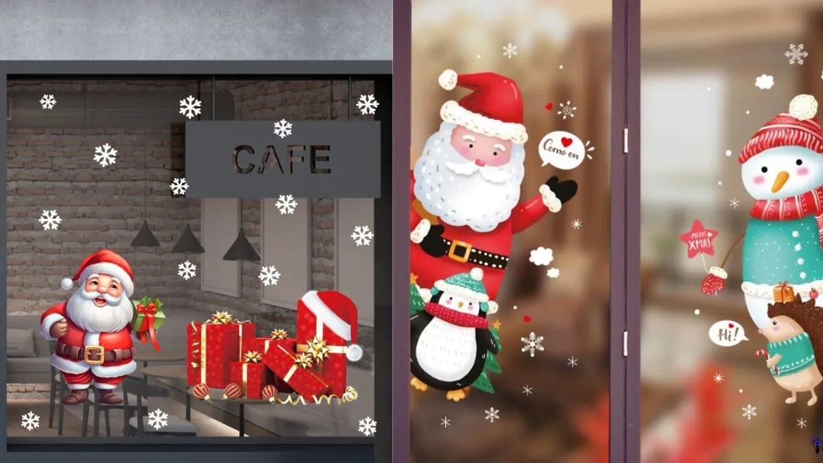 Ông già Noel đáng yêu trang trí cửa kính