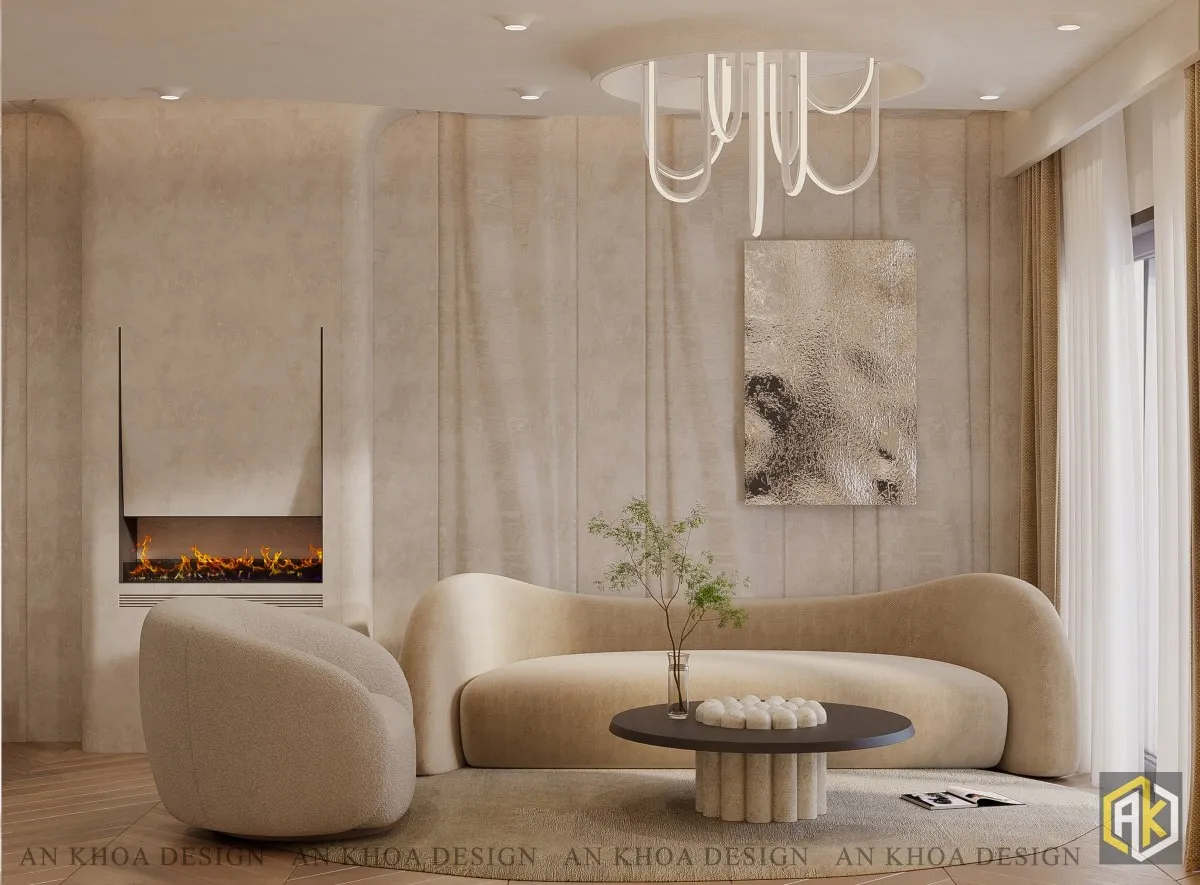 Thiết kế nội thất phòng khách Bình Chánh phong cách Japandi