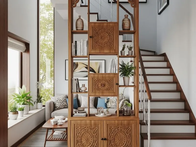 Trang trí phòng khách nhà ống có cầu thang