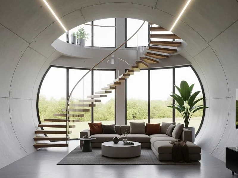 Trang trí phòng khách nhà ống có cầu thang