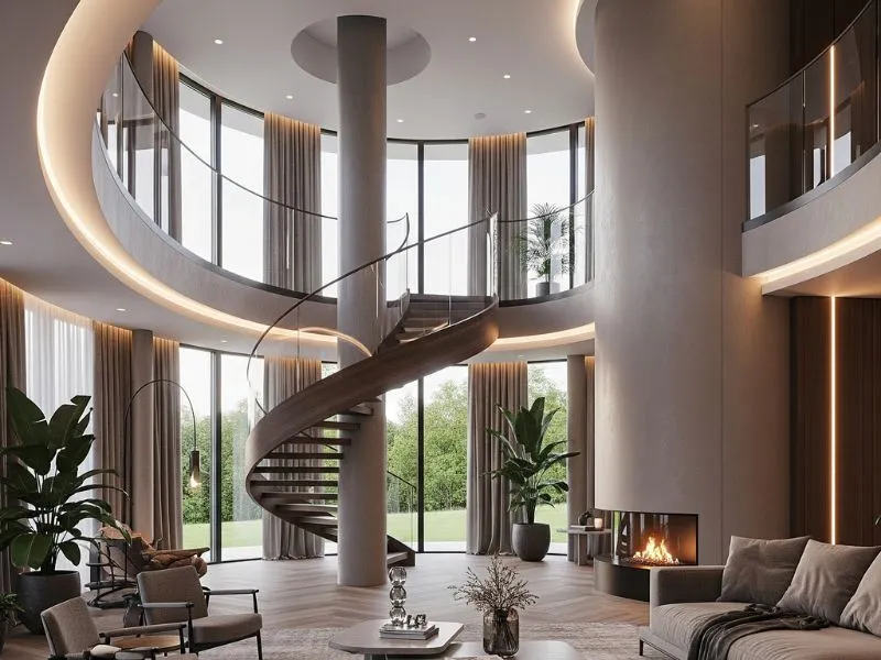 Trang trí phòng khách nhà ống có cầu thang