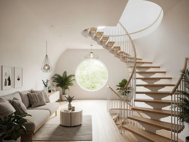 Trang trí phòng khách nhà ống có cầu thang