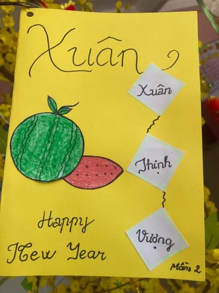 Thiệp Tết hiện đại với typography đơn giản