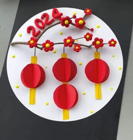 Thiệp Tết 3D với hình quạt giấy xếp tầng