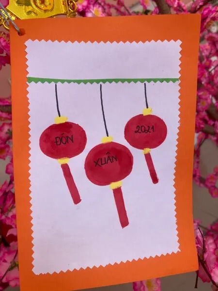 Thiệp Tết phong cách vintage với giấy cũ