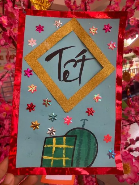 Thiệp Tết handmade với giấy dó thủ công