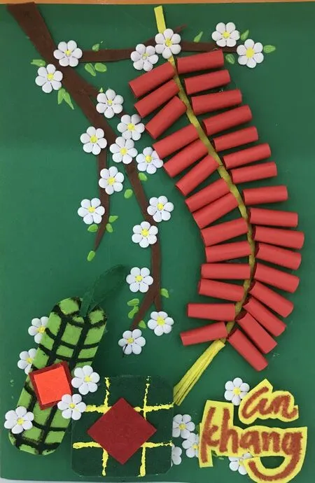 Thiệp Tết hiện đại kết hợp giấy kraft và dây trang trí