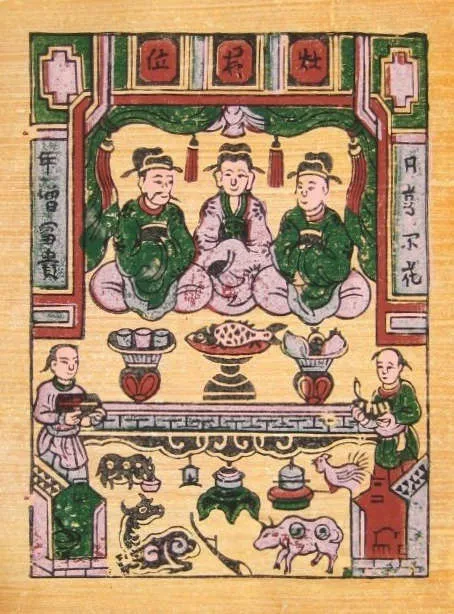 Tranh Đông Hồ Táo Quân là biểu tượng của niềm tin và tâm linh gia đình Việt