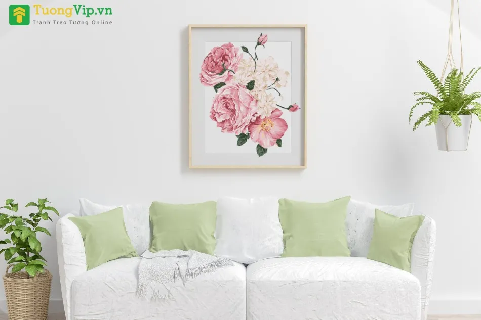Tranh hoa mẫu đơn phù hợp treo phòng khách